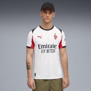 Koszulka piłkarska Puma AC Milan 25/26 wyjazdowa. Bluzki Puma, m, bez wzorów, z materiału, sportowe, bez kołnierzyka, bez ramiączek. Za 379,99 zł.