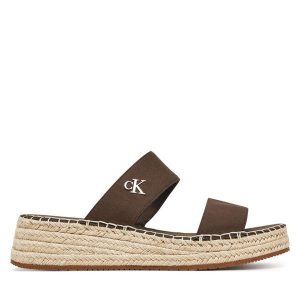 Espadryle Calvin Klein Jeans. Brązowe espadryle Calvin Klein Jeans, bez wzorów, z jeansu, bez obcasa. Za 199,99 zł.