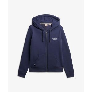Bluza damska z kapturem Superdry Athletic Essentials Logo. Niebieskie bluzy Superdry, bez wzorów, z kapturem. Za 349,55 zł.