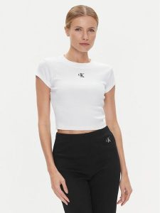 Calvin Klein Jeans T-Shirt J20J218337 Biały Slim Fit. Białe t-shirty Calvin Klein Jeans, xl, bez wzorów, z bawełny, bez kołnierzyka, bez ramiączek. Za 109,99 zł.