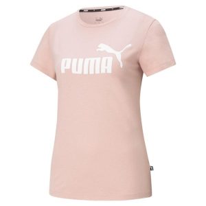 Koszulka damska Puma ESS Logo Tee jasnoróżowa. Czerwone bluzki Puma, s, bez wzorów, klasyczne, bez kołnierzyka, bez ramiączek. Za 79,99 zł.