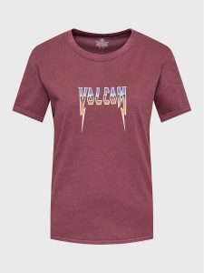 Volcom T-Shirt Truly Ringer B3512307 Bordowy Regular Fit. Czerwone t-shirty Volcom, l, bez wzorów, z bawełny, bez kołnierzyka, bez ramiączek. Za 139,99 zł.