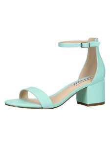 Steve Madden Skórzane sandały w kolorze turkusowym rozmiar: 41. Niebieskie sandały Steve Madden, bez wzorów, z otwartym noskiem, bez obcasa, na koturnie, bez zapięcia. Za 173,99 zł.