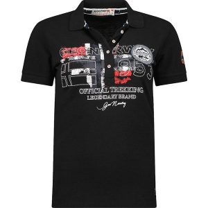 Geographical Norway Koszulka polo "Kerry" w kolorze czarnym rozmiar: M. Czarne bluzki Geographical Norway, m, z aplikacjami, z bawełny, bez kołnierzyka, bez ramiączek. Za 70,24 zł.