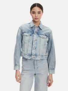 Calvin Klein Jeans Kurtka jeansowa 90s LV047C791G Niebieski Relaxed Fit. Niebieskie kurtki Calvin Klein Jeans, m, bez wzorów, z bawełny, bez kaptura. Za 369,99 zł.