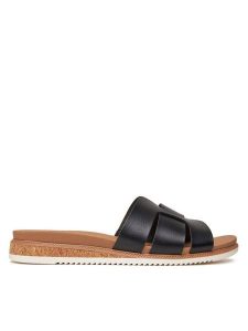 Skechers Klapki BOBS Desert Kiss Low-Peak Look 114707/BLK Czarny. Czarne klapki Skechers, bez wzorów, ze skóry, bez obcasa. Za 159,99 zł.