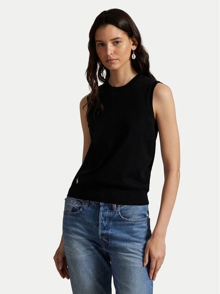 Polo Ralph Lauren Sweter 211972111001 Czarny Straight Fit. Czarne swetry klasyczne Polo Ralph Lauren, m, z bawełny, bez kołnierzyka. Za 519,99 zł.