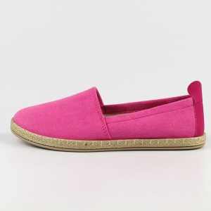 Różowe espadryle damskie, półbuty Potocki 16009. Czerwone espadryle POTOCKI, bez wzorów, z zamszu, bez obcasa, na obcasie. Za 89,00 zł.