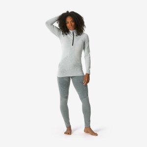 Legginsy termoaktywne narciarskie damskie Quechua BL 900 wool seamless. Szare legginsy QUECHUA, bez wzorów, z elastanu, długie. Za 219,99 zł.