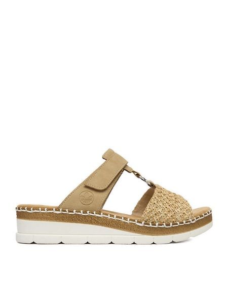 Rieker Klapki CEO-V1243-60 Beżowy. Brązowe klapki Rieker, bez wzorów, ze skóry, bez obcasa. Za 319,99 zł.