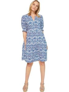 Heine Sukienka w kolorze błękitno-kremowym rozmiar: 50. Niebieskie sukienki Heine, bez wzorów, z wiskozy, bez kołnierzyka, bez ramiączek, midi. Za 132,05 zł.