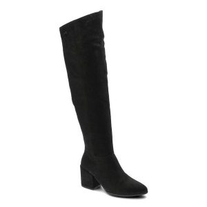 Czarne Kozaki Lemar Damskie Stylowe Obuwie. Czarne kozaki Lemar, bez wzorów, z nubiku, bez obcasa, bez zapięcia. Za 299,00 zł.
