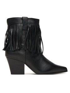 Aldo Botki Jollene 14088517 Czarny. Czarne botki ALDO, bez wzorów, ze skóry, bez obcasa, na słupku, bez zapięcia. Za 479,99 zł.