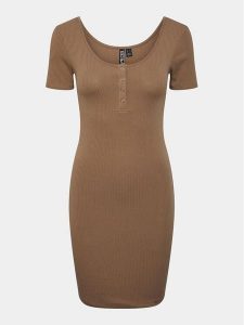 Pieces Sukienka codzienna Kitte 17146324 Brązowy Slim Fit. Brązowe kombinezony Pieces, na co dzień, s, bez wzorów, z bawełny, bez kołnierzyka, bez ramiączek, proste. Za 129,99 zł.