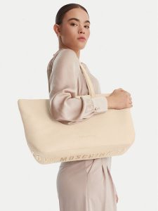 LOVE MOSCHINO Torebka JC4121PP1OLT0110 Écru. Białe shopper bag LOVE MOSCHINO, bez wzorów, ze skóry, bez dodatków. Za 730,99 zł.