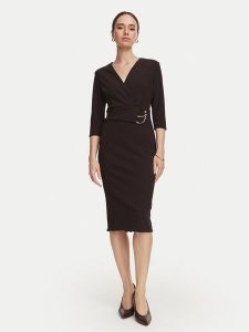 Rinascimento Sukienka koktajlowa CFC0131143003 Brązowy ciemny Regular Fit. Brązowe sukienki Rinascimento, xs, bez wzorów, z syntetyku, wizytowe, bez kołnierzyka, bez ramiączek. Za 578,99 zł.