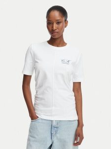 Calvin Klein Jeans T-Shirt LV047G808G Biały Slim Fit. Białe t-shirty Calvin Klein Jeans, xs, bez wzorów, z bawełny, bez kołnierzyka, bez ramiączek. Za 209,99 zł.