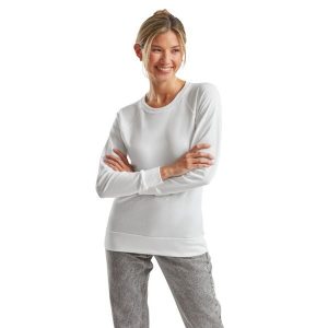 Lekka Bluza Raglanowa Dla Kobiet. Białe bluzy FRUIT OF THE LOOM, xl, bez wzorów, bez kaptura. Za 68,99 zł.