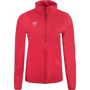 Kurtka damska PlayerLayer z kapturem i wysokim kołnierzem — Scarlet Red, S. Czerwone kurtki NEW LAYER, s, bez wzorów, z nylonu, z kapturem. Za 211,99 zł.