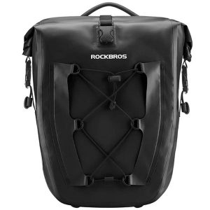 Torba na bagażnik. Czarne torby podróżne i sportowe ROCKBROS, bez wzorów, z materiału. Za 235,20 zł.