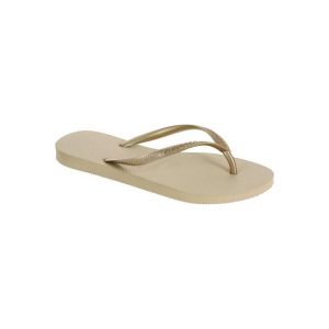 Japonki damskie Havaianas Slim. Brązowe klapki Havaianas, bez wzorów, z kauczuku, bez obcasa. Za 119,99 zł.
