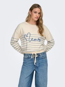ONLY Sweter w kolorze beżowo-błękitnym rozmiar: XS. Brązowe swetry oversize ONLY, s, bez wzorów, z materiału, bez ramiączek. Za 113,99 zł.