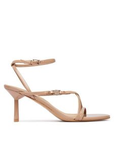 Guess Sandały FLTCON LEA03 Beżowy. Brązowe sandały Guess, z aplikacjami, ze skóry, bez obcasa, na szpilce, bez zapięcia. Za 544,99 zł.