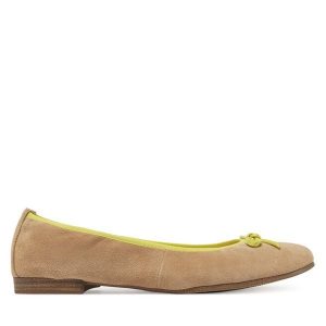 Baleriny Tamaris. Brązowe balerinki Tamaris, bez wzorów, bez obcasa, bez zapięcia. Za 159,99 zł.
