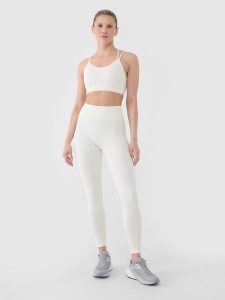 4F Legginsy treningowe bezszwowe damskie - białe XS/S. Białe legginsy 4f, bez wzorów, z dzianiny, z podwyższonym stanem. W wyprzedaży za 79,99 zł.