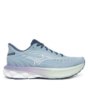 Buty do biegania Mizuno. Niebieskie buty sportowe Mizuno, bez wzorów, bez zapięcia, do biegania, mizuno wave. Za 449,99 zł.