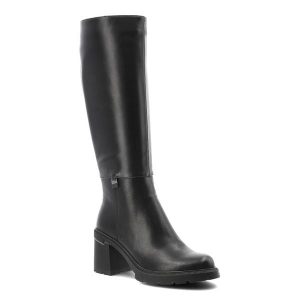 Czarne Kozaki Cambell Eleganckie Buty Damskie Na Obcasie. Czarne kozaki Cambell, bez wzorów, ze skóry, bez obcasa, na obcasie, bez zapięcia. Za 288,99 zł.