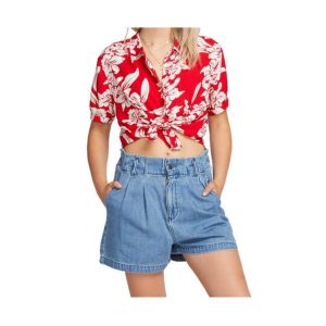 Koszula turystyczna damska Volcom Aloha Ha. Czerwone koszule Volcom, xs, bez wzorów, z wiskozy, bez kołnierzyka, bez ramiączek. Za 144,00 zł.