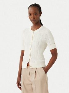 Tommy Hilfiger Kardigan Summer WW0WW50070 Kremowy Slim Fit. Białe kardigany TOMMY HILFIGER, z bawełny. Za 584,99 zł.