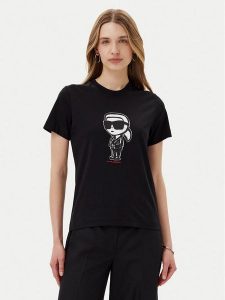 KARL LAGERFELD T-Shirt A1W17126 Czarny Regular Fit. Czarne t-shirty KARL LAGERFELD, l, bez wzorów, z bawełny, bez kołnierzyka, bez ramiączek. Za 239,99 zł.