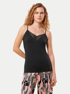 Triumph Koszulka piżamowa Aura Spotlight 10221405 Czarny Regular Fit. Czarne koszule nocne Triumph, bez wzorów, bez ramiączek. Za 96,00 zł.