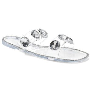 Bezbarwne Klapki Moow Eleganckie Buty Na Lato. Klapki Moow, bez wzorów, bez obcasa. Za 99,00 zł.