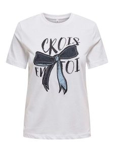 ONLY Koszulka w kolorze białym rozmiar: XL. Białe bluzki ONLY, xl, bez wzorów, z bawełny, bez kołnierzyka, bez ramiączek. Za 61,95 zł.