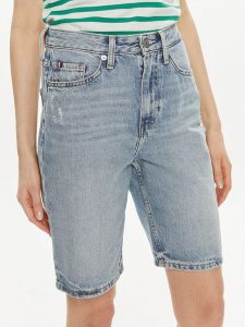 Tommy Hilfiger Szorty jeansowe WW0WW41326 Niebieski Slim Fit. Niebieskie szorty TOMMY HILFIGER, bez wzorów, z bawełny. Za 569,99 zł.