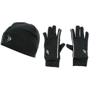Zestaw Czapka I Rękawiczki Unisex Dla Dorosłych. Czarne czapki Rucanor, bez wzorów, sportowe. Za 73,99 zł.