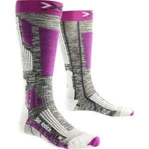 Skarpety narciarskie damskie X-Socks Ski Rider 2.0. Szare skarpetki SIDAS, bez wzorów, z materiału. Za 53,49 zł.