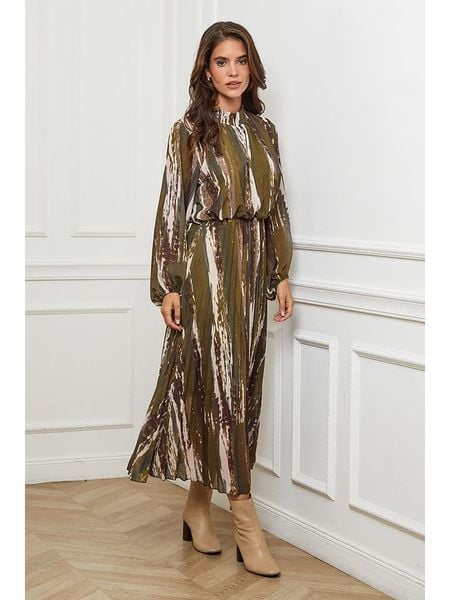 L'armoire de Suzette Sukienka w kolorze zielono-brązowo-kremowym rozmiar: 34/36. Brązowe sukienki L'armoire de Suzette, l, bez wzorów, klasyczne, bez kołnierzyka, bez ramiączek, maxi. Za 126,45 zł.