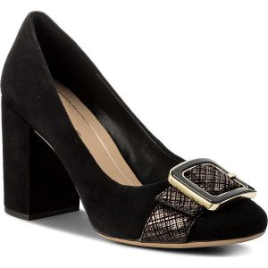 Półbuty CLARKS - Amabel Faye 261274564 Black Interesed Suede. Czółenka marki Clarks. W wyprzedaży za 279,00 zł.
