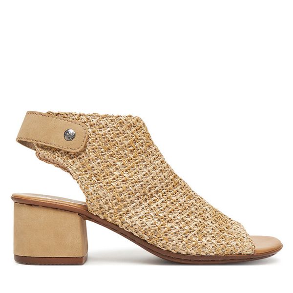 Sandały Rieker. Brązowe sandały Rieker, bez wzorów, bez obcasa, na słupku, bez zapięcia. Za 319,99 zł.