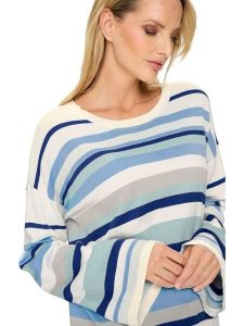 Heine Sweter w kolorze kremowo-niebieskim rozmiar: 46. Niebieskie swetry oversize Heine, bez wzorów, bez ramiączek. Za 86,99 zł.