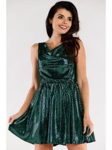 Awama Sukienka w kolorze zielonym rozmiar: XL. Zielone sukienki Awama, xl, bez wzorów, bez kołnierzyka, bez ramiączek, mini. Za 154,99 zł.