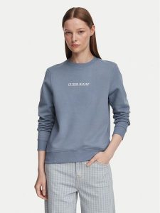 Guess Bluza W4YQ10 KC811 Niebieski Regular Fit. Niebieskie bluzy Guess, xl, z aplikacjami, z bawełny, bez kaptura. Za 299,99 zł.