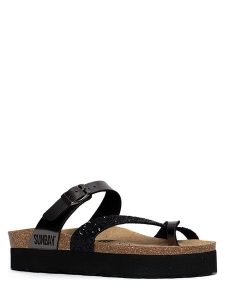 Sunbay Japonki "Acheron" w kolorze czarnym rozmiar: 36. Czarne klapki Sunbay, bez wzorów, z otwartym noskiem, bez obcasa, na platformie. Za 126,75 zł.