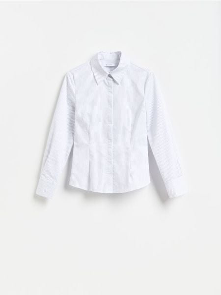 Taliowana koszula z bawełną - złamana biel. Koszule Reserved, l, bez wzorów, z bawełny, bez kołnierzyka, bez ramiączek. Za 99,99 zł.