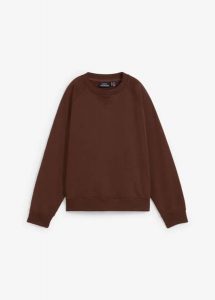 Bluza oversize z grubej bawełny organicznej 100%. Brązowe bluzy bonprix, bez wzorów, z bawełny, bez kaptura. Za 129,99 zł.