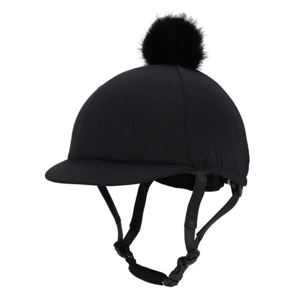 Czapka na kask jeździecki QHP Glitter. Czarne czapki QHP, bez wzorów, z elastanu. Za 126,00 zł.